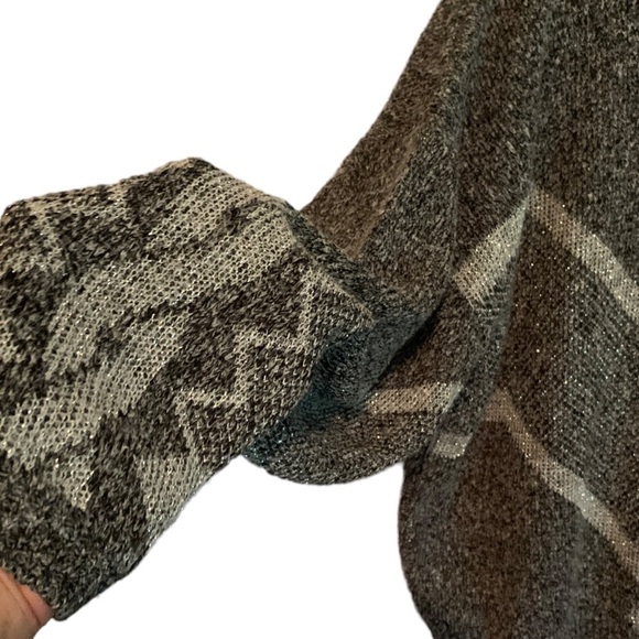 Vintage David Brett Mock Turtleneck Long Sleeve Sweater Grey on Grey Ladies M/L - Picture 3 of 8